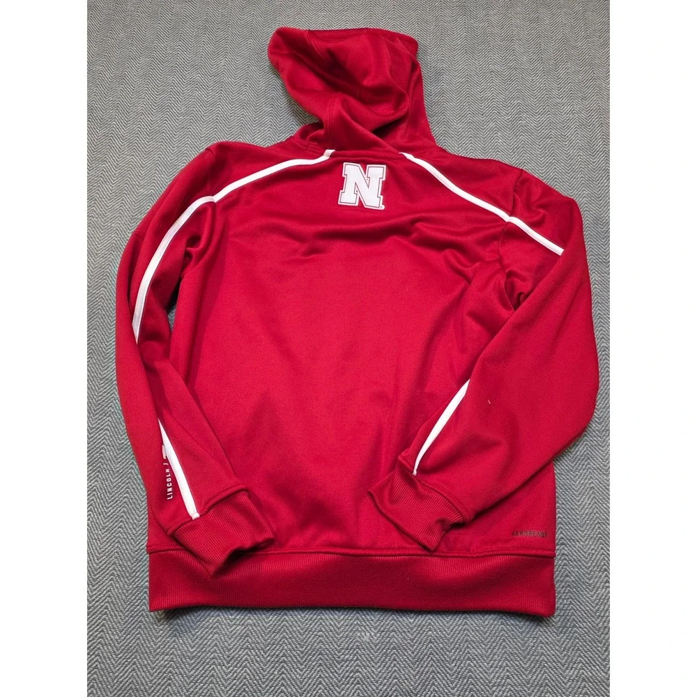 Adidas Nebraska Cornhuskers Hoodie Red Mens Small NCAA Script Logo Sweatshirt